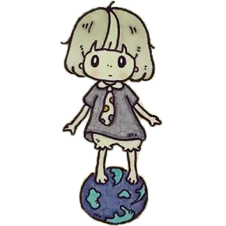 🤔 милый, девушка, земля, планета, мультик, стикер telegram sticker