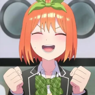 👒 Yotsuba Nakano The Quintessential Quintuplets anime, desenho animado, sorrindo, feliz, menina, personagem telegram sticker