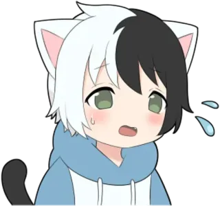 😥 アニメ, 猫耳, 可愛い, 汗, 緊張, かわいい telegram sticker