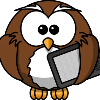 👀 owl, cartoon, bird, ipad, tablet, animal, reading, cute telegram sticker