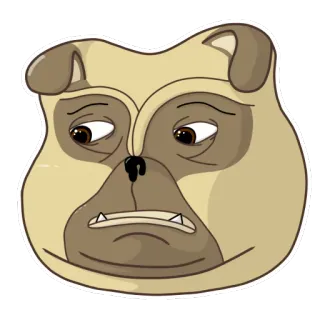 😒 anjing, pug, binatang, hewan peliharaan, stiker, kartun telegram sticker