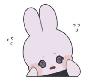 🎀 кролик, мультфильм, грустный, уставший, головокружение, каваи telegram sticker