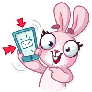📱 Hase, Tier, Cartoon, Handy, Nachricht, süß, rosa telegram sticker