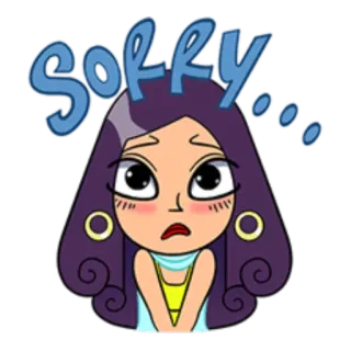 😓 SORRY Entschuldigung, traurig, leid, Cartoon, Gesichtsausdruck, Frau telegram sticker
