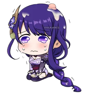 😭 Raiden Shogun Genshin Impact @HAWKS anime, character, sticker, raiden shogun, genshin impact, video game telegram sticker