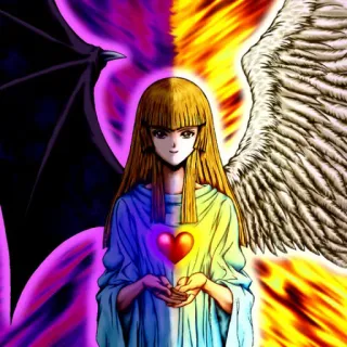 😈 angel, devil, good, evil, anime, cartoon, heart telegram sticker