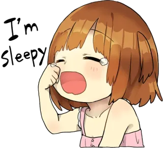 😴 I'm sleepy сонный, уставший, плачущий, аниме девушка, мультик, измученный telegram sticker
