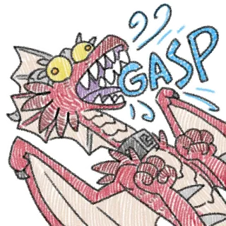 😮 GASP naga, terkejut, kaget, kartun, binatang, fantasi, gambar telegram sticker