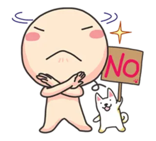 🙊 NO การปฏิเสธ, การปฏิเสธ, เชิงลบ, การ์ตูน, สุนัข, ไม่เห็นด้วย telegram sticker