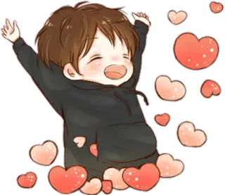 😽 kawaii, cuori, carino, cartoni animati, amore, animato telegram sticker