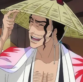 😄 Anime, lächelnd, Strohhut, Kimono telegram sticker