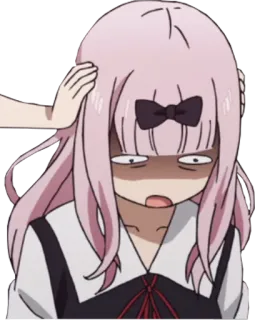 😣 Chika Fujiwara Kaguya-sama: Love Is War Anime, Chika, Kaguya-sama, Afastar a cabeça, Engraçado, Cabelo rosa whatsapp sticker