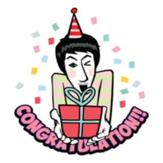 🎉 CONGRATULATION!! congratulations, gift, celebration, party, cartoon, event telegram sticker