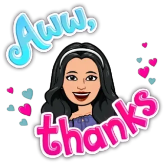 😇 Aww, thanks Bitmoji, dễ thương, hoạt hình, trái tim, cảm ơn telegram sticker