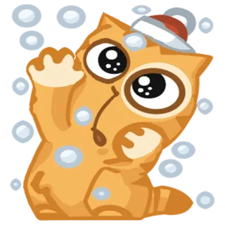 😯 cat, cute, kitten, christmas, winter, snow, festive telegram sticker