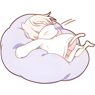 😑 animé, fille chat, dormir, mignon, kawaii, personnage telegram sticker