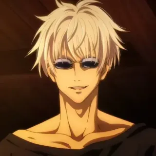 ♥ Gojo Satoru Jujutsu Kaisen Anime, Gojo Satoru, Jujutsu Kaisen, Cheveux Blancs, Lunettes de Soleil, Manga, Personnage telegram sticker