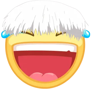 😂 Emoji, Rosto, Rindo, Lol, Meme, Engraçado, Cabelo branco telegram sticker