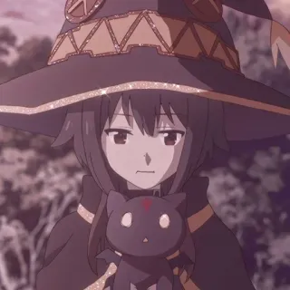 😐 Megumin Konosuba anime, witch, magic, cute, staff, Lalatina, anime girl telegram sticker
