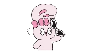 🌟 Cartoon, Konijntje, Konijn, Zonnebril, Roze, Schattig telegram sticker