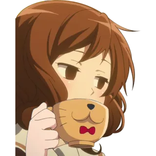 ☕ Anime, Ragazza, Bere, Tè, Carino, Tazza Gatto, Kawaii, Animazione telegram sticker