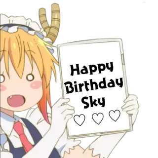 🎉 Tohru Miss Kobayashi's Dragon Maid Happy Birthday Sky アニメ, ドラゴン, 誕生日, お祝い telegram sticker