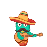 🌵 cartoon, animal, musical instrument, hat, moustache, costume, sombrero, avatar telegram sticker