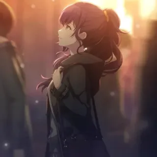 🕳 Anime, Ragazza, Donna, Ritratto, Profilo, Città, Persone telegram sticker