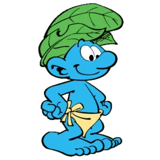 🍃 Smurf การ์ตูน, สเมิร์ฟ, ธรรมชาติ, ใบไม้, สีน้ำเงิน whatsapp sticker