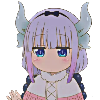 🐉 Kanna Kamui Miss Kobayashi's Dragon Maid Anime, Kanna, Dragón, Chibi, Lindo, Dibujos animados telegram sticker