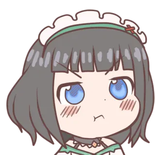 😒 Anime, Lindo, Chica, Maid, Chibi, Enojado telegram sticker