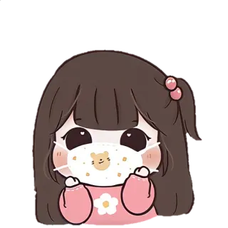 🎐 Hoạt hình, Cô gái, Kawaii, Dễ thương, Mặt nạ, Anime, Nhãn dán telegram sticker