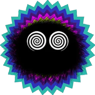 🌀 spiral eyes, monster, fuzzy, cartoon, abstract whatsapp sticker