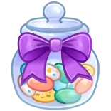 🎁 bonbon, bocal, sucreries, friandises, nœud whatsapp sticker