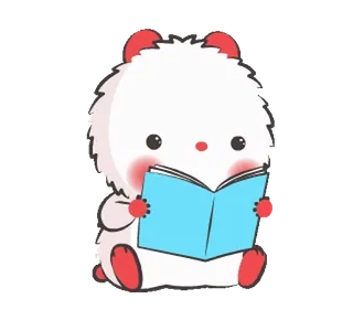 📖 mignon, animal, lecture, dessin animé, panda, doux, livre, adorable whatsapp sticker