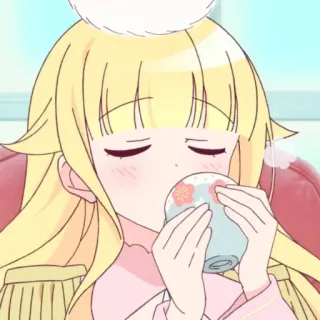 ☁️ Anime, Chica, Rubia, Té, Linda whatsapp sticker