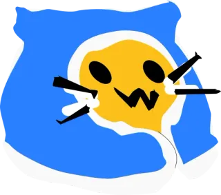 😶 Cartoon, Figur, Sticker, Gelb, Blau, Kawaii telegram sticker