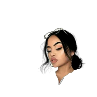 😐 wanita, potret, kecantikan, kacamata, rambut, makeup whatsapp sticker