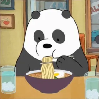 🖤 Panda We Bare Bears panda, we bare bears, cartoon, eating, noodles, ramen, animated telegram sticker