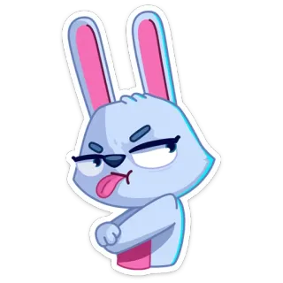 😝 coniglio, cartone animato, carino, adesivo, animale whatsapp sticker