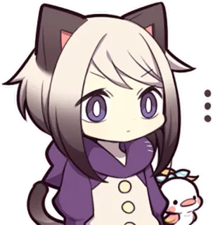 😐 fille chat, animé, manga, chibi, mignon, kawaii whatsapp sticker