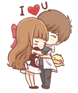 ❤ I ❤️ U Liebe, Umarmung, Paar, Cartoon, Romantik, Herz, Beziehung telegram sticker