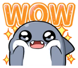 😒 WOW wow, schattig, glinsterend, haai, vrolijk, kawaii telegram sticker