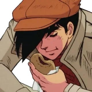 🍔 Anime, Ăn uống, Đàn ông, Hoạt hình, Mũ telegram sticker