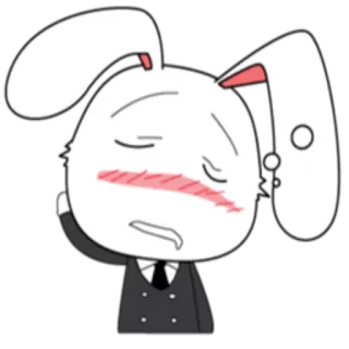 😕 兔子, 小兔子, 卡通, 脸红, 疲惫 whatsapp sticker