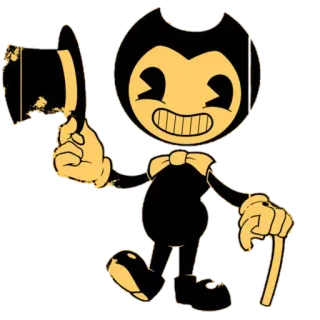 🎩 Bendy Bendy and the Ink Machine desenho animado, animação, personagem, sorrindo, cartola telegram sticker