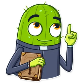 👆 cactus, religion, priest, book, pointing telegram sticker