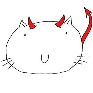 👹 teufel, katze, hörner, schwanz, cartoon, niedlich, sticker telegram sticker