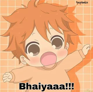 🧡 Bhaiyaaa!!! 애니메이션, 치비, 신남, 소년, 주황색 머리 whatsapp sticker