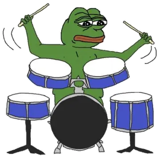 🥁 Pepe the Frog Pepe the Frog, meme, drums, drummer, sad, Internet meme whatsapp sticker